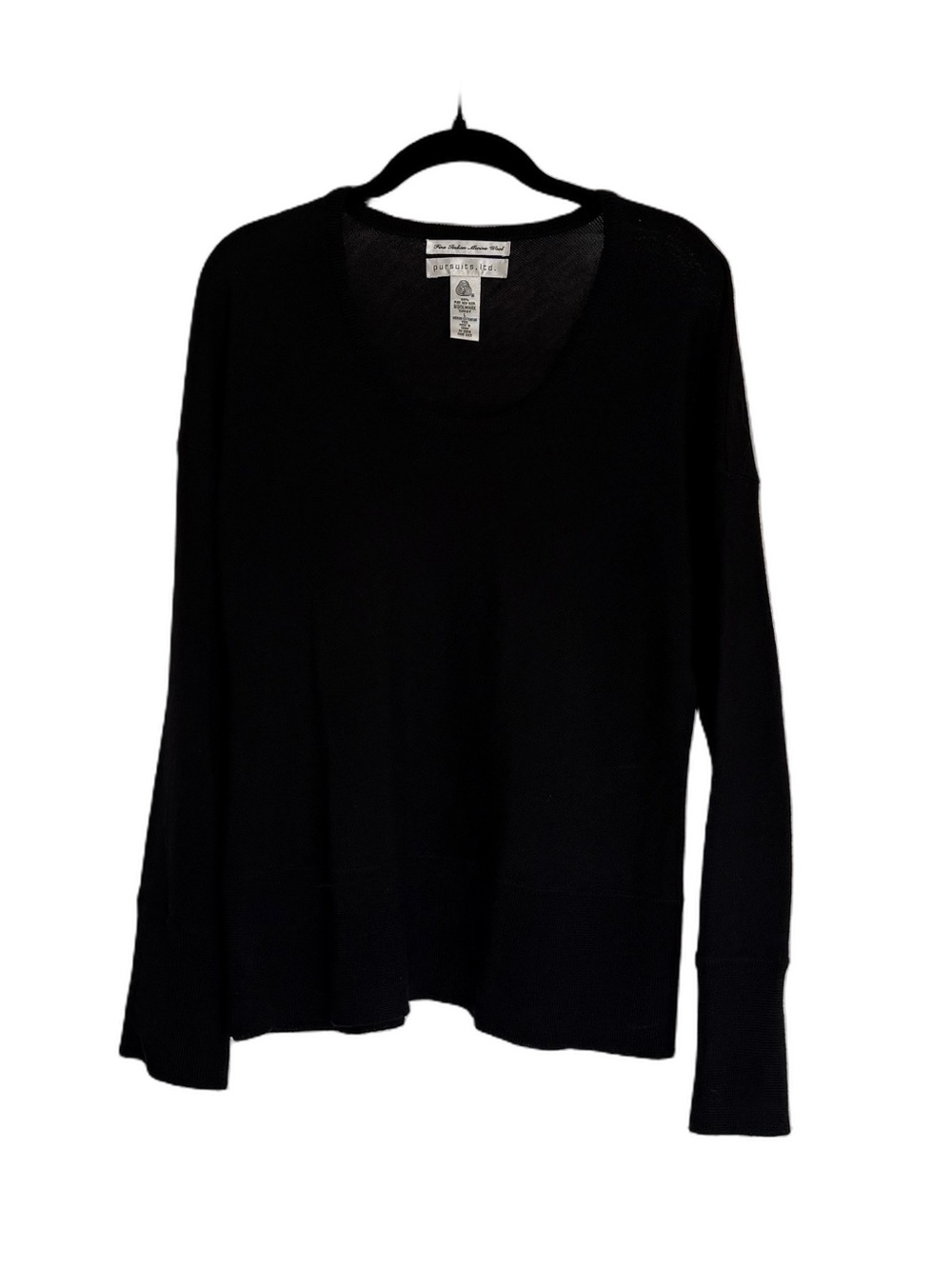 Pursuits Ltd Black 100% Merino Wool Sweater | L